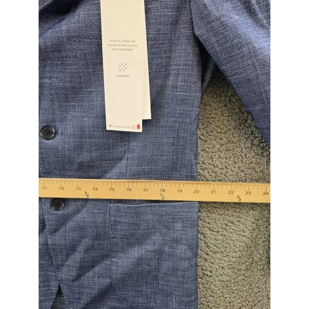 Calvin Klein Solid Slim Fit Soft Sport Coat Men's 40R Blue Button Closure L/S